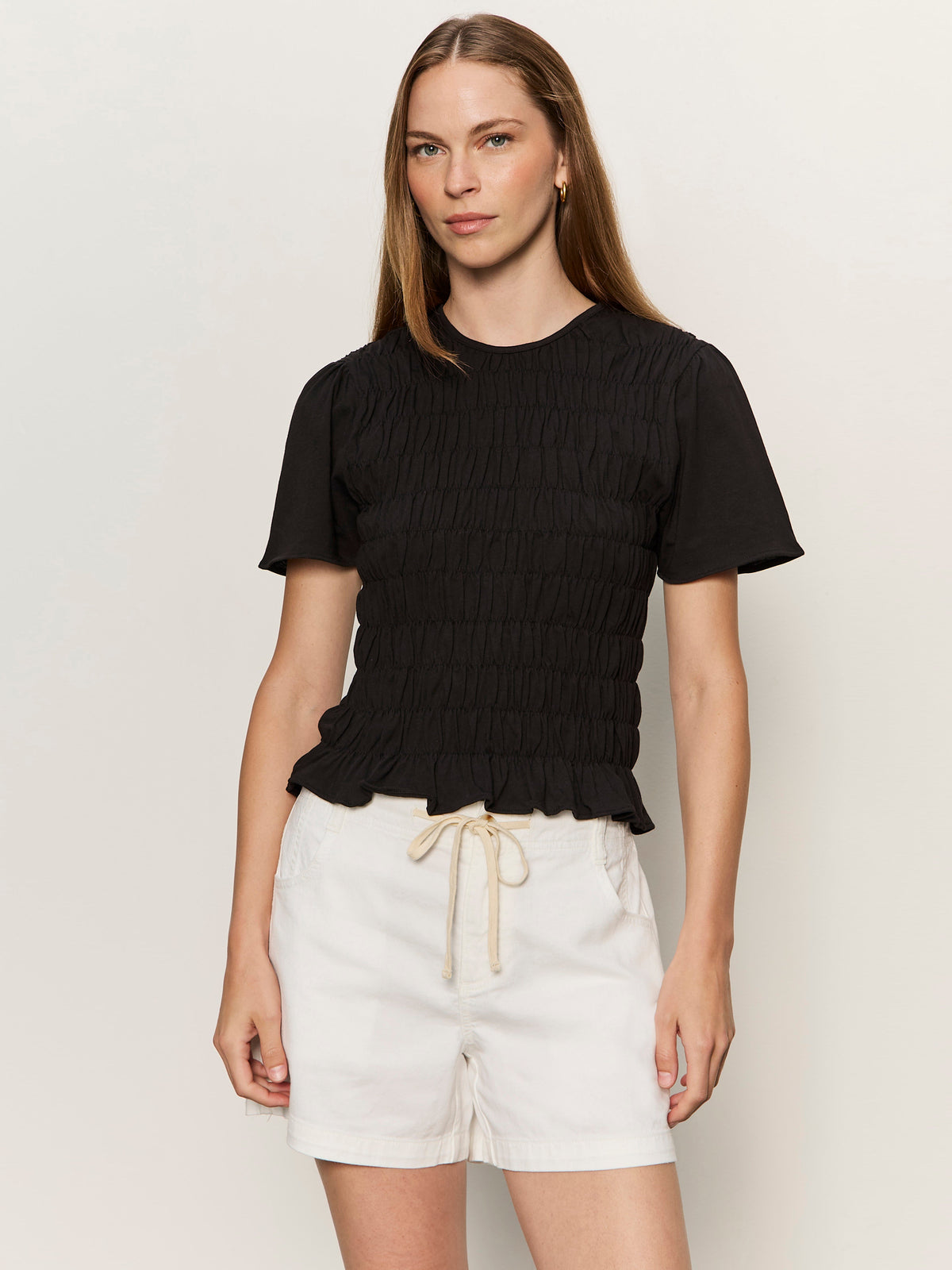 BETTER TOGETHER SMOCKED TOP BLACK - Sanctuary Clothing