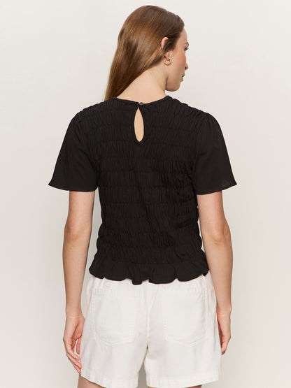BETTER TOGETHER SMOCKED TOP BLACK - Sanctuary Clothing