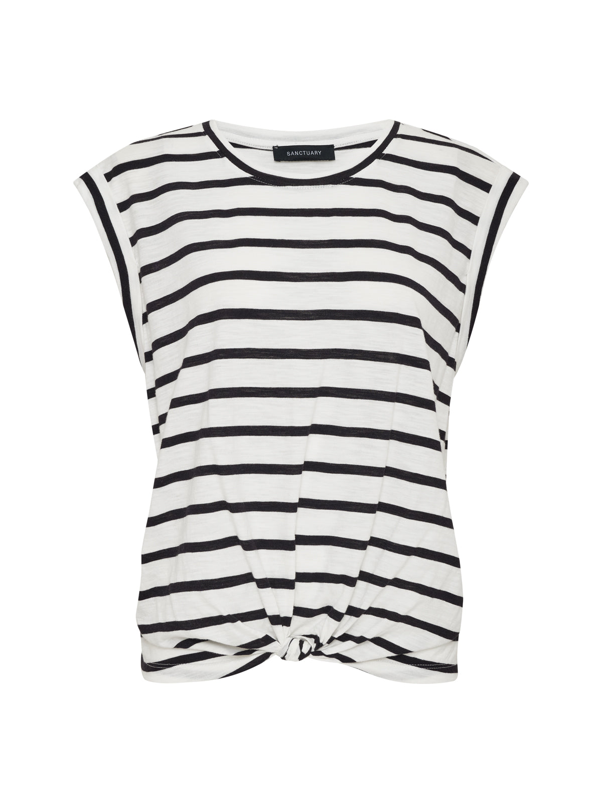 KNOTTED MUSCLE TEE CHALK/BLACK STRIPE - Sanctuary Clothing
