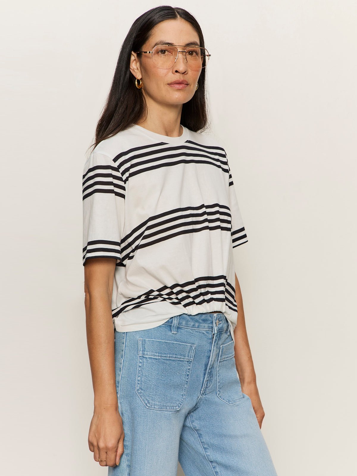 TUCK IT UNDER TEE CHALK / BLACK STRIPE - Sanctuary Clothing