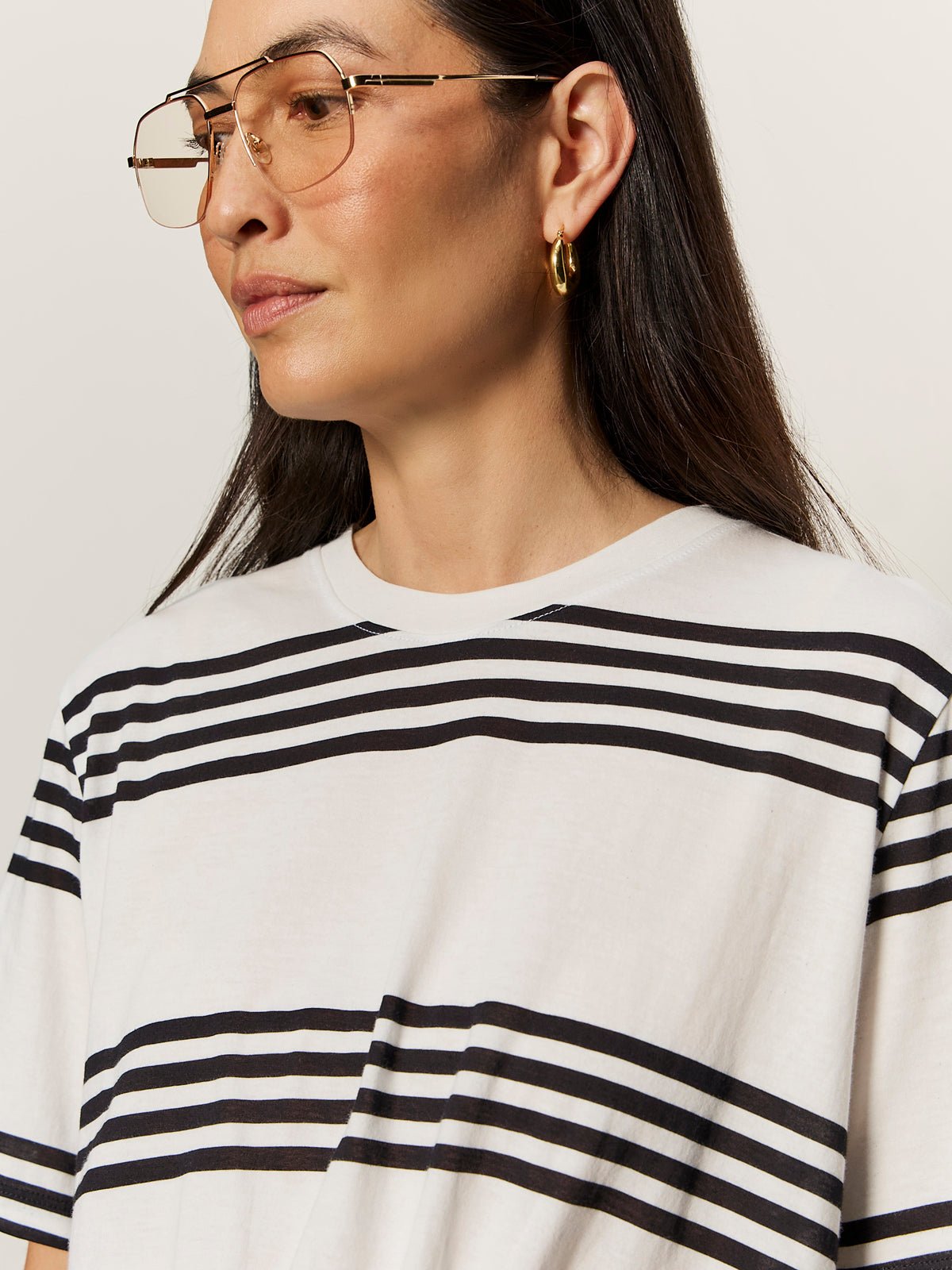TUCK IT UNDER TEE CHALK / BLACK STRIPE - Sanctuary Clothing