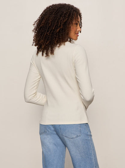BUTTON FRONT RIBBED TOP COLLAGEN - Sanctuary Clothing