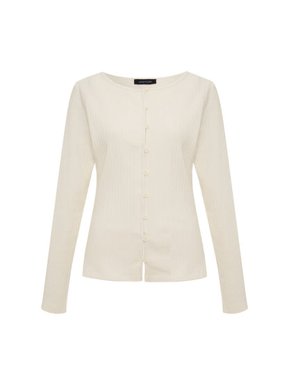BUTTON FRONT RIBBED TOP COLLAGEN - Sanctuary Clothing