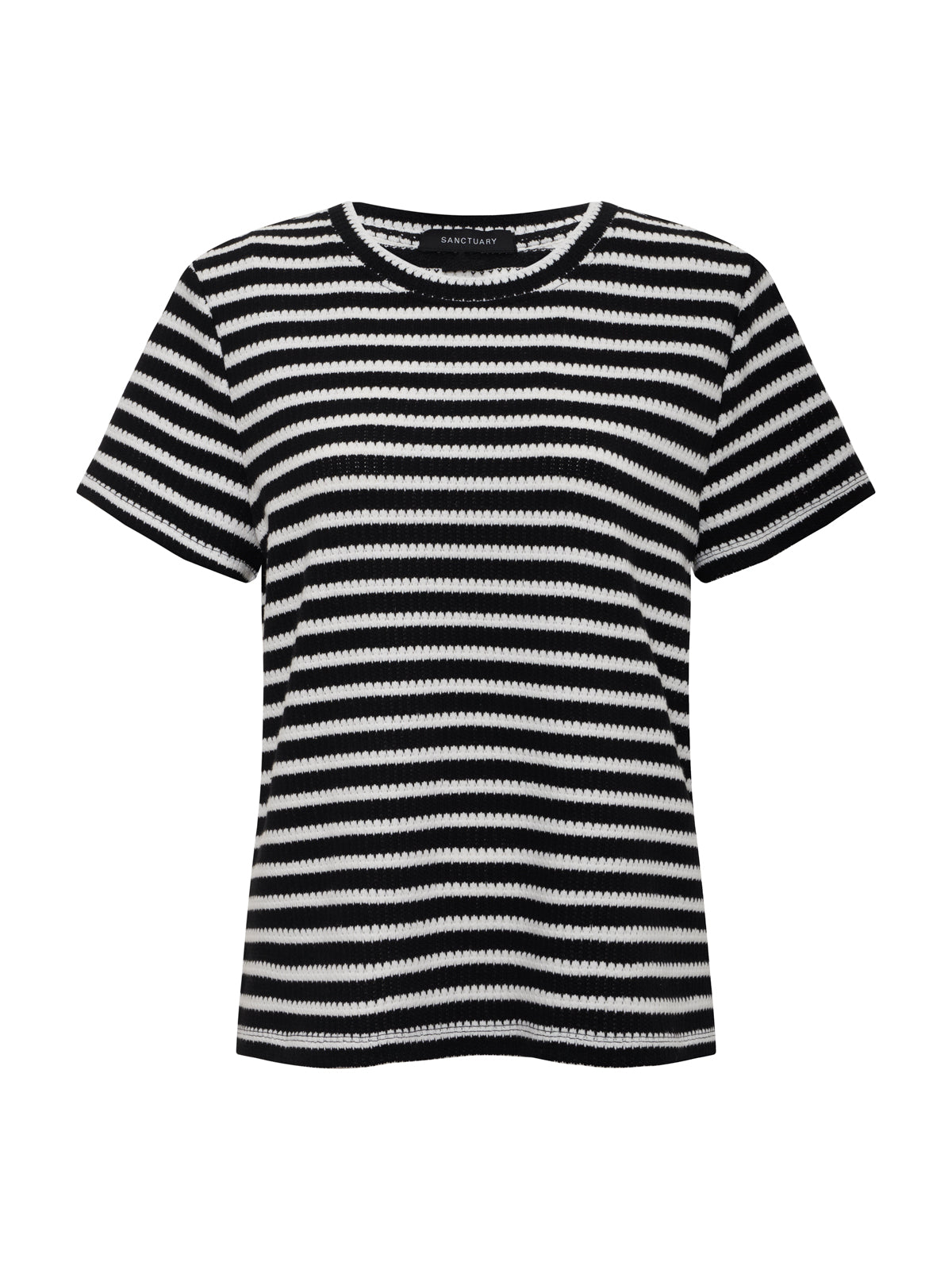 Perfect Textured Tee Black/Chalk Stripe Extended Sizing - Sanctuary Clothing