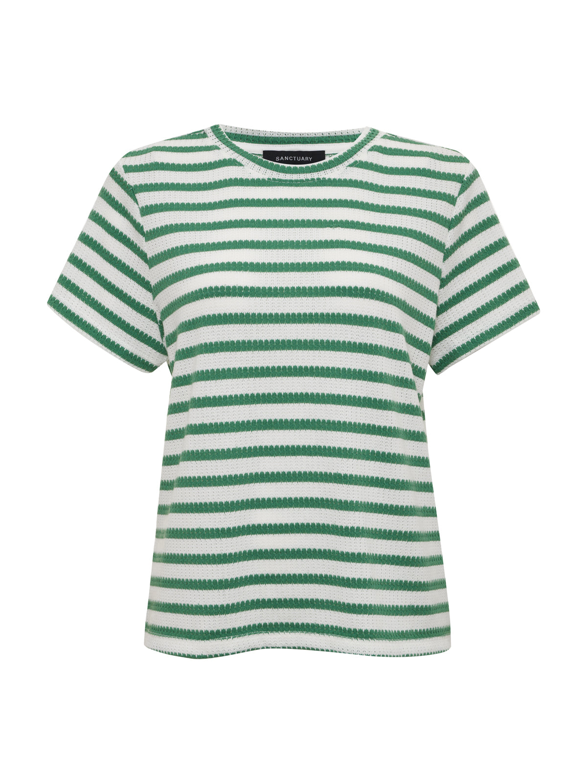 Perfect Textured Tee Chalk/Green Juice Strip Extended Sizing - Sanctuary Clothing