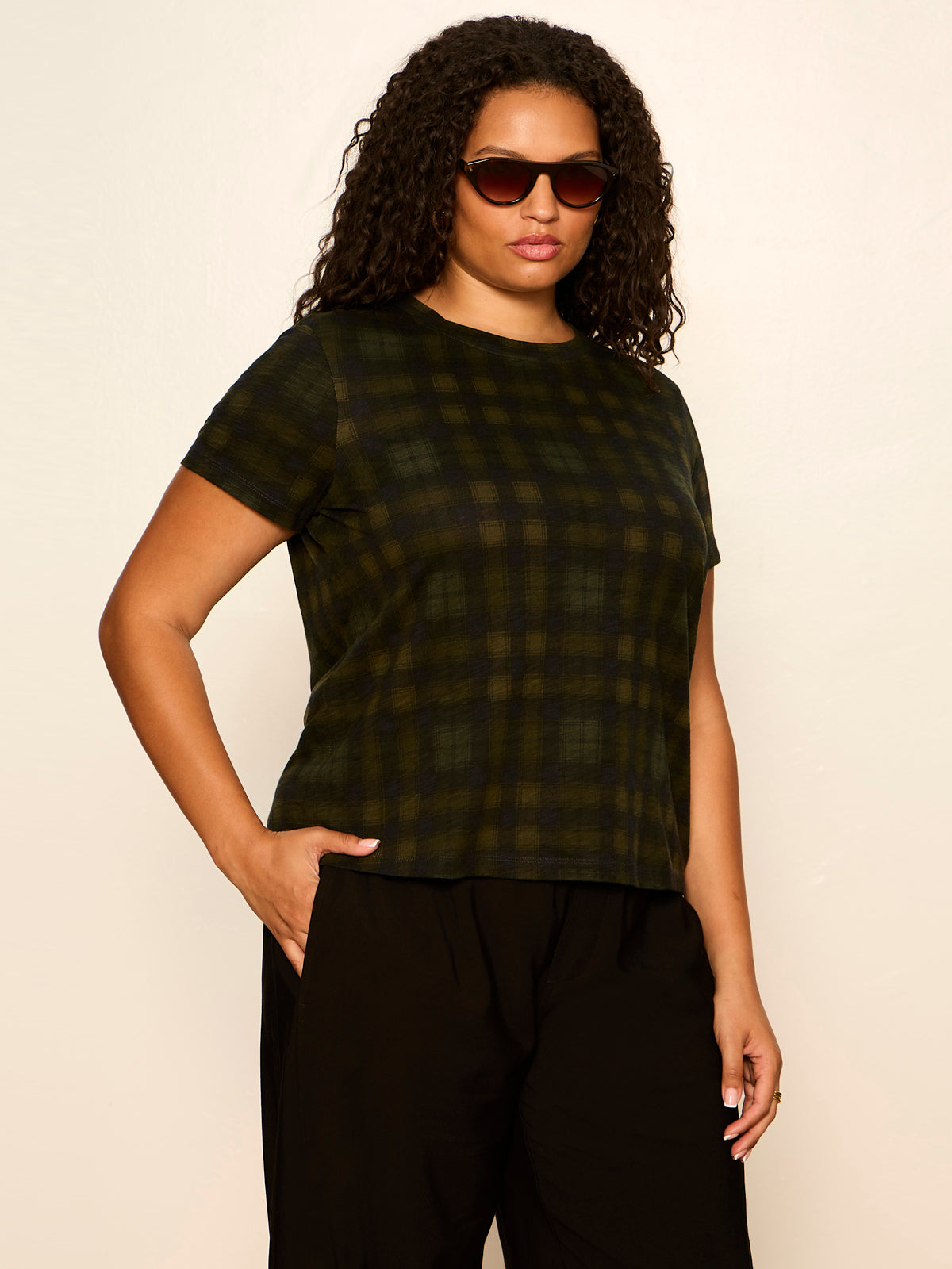 The Perfect Tee Forest Plaid Extended Sizing - Sanctuary Clothing