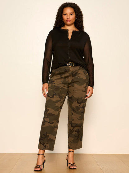 Mesh Long Sleeve Cardigan Black Extended Sizing - Sanctuary Clothing