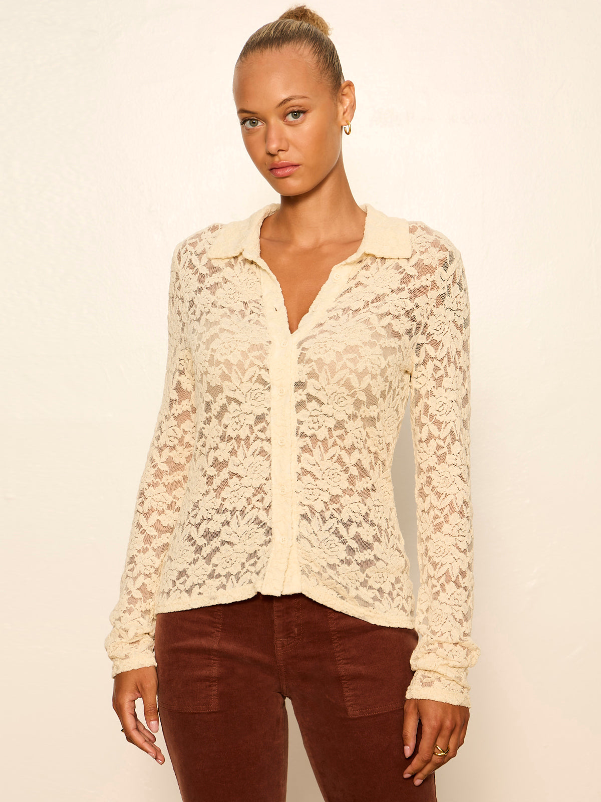 Dreamer Lace Shirt Bone - Sanctuary Clothing