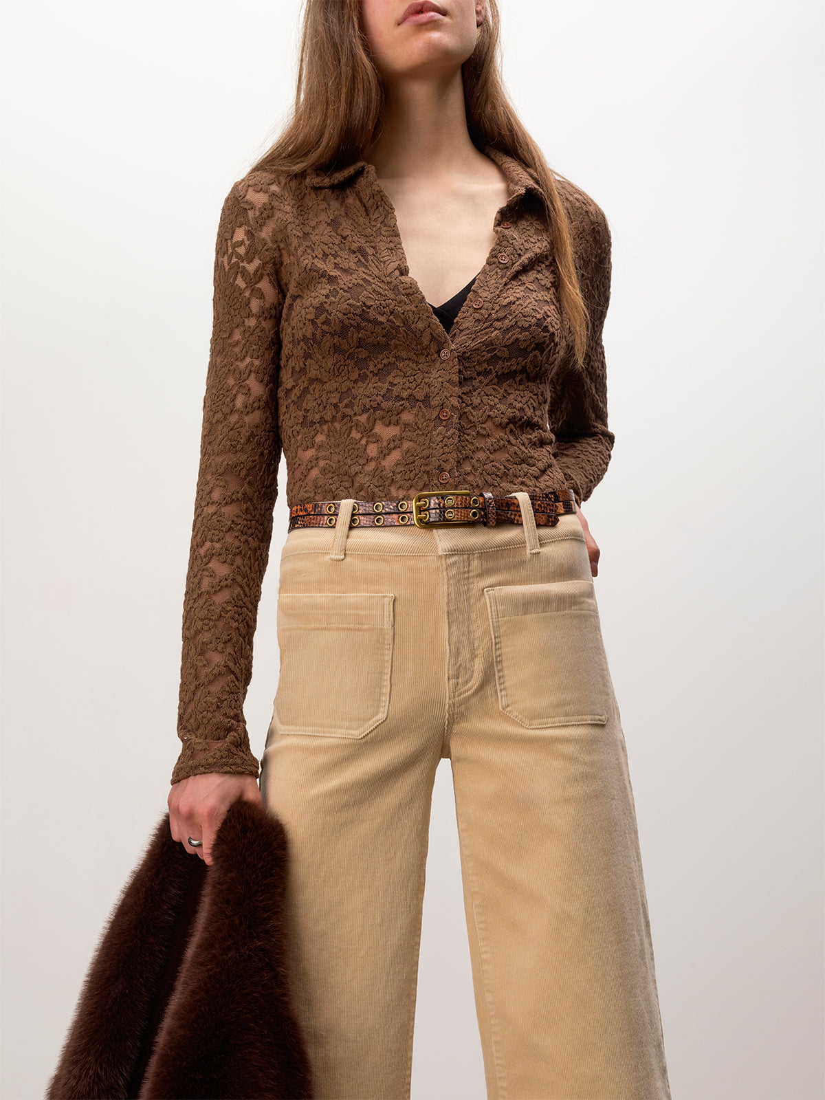 Dreamer Lace Shirt Cocoa Powder - Sanctuary Clothing