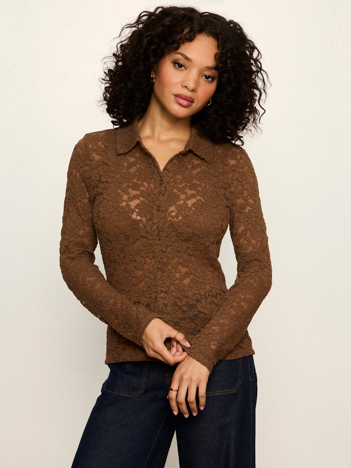 Dreamer Lace Shirt Cocoa Powder - Sanctuary Clothing