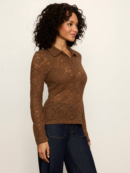 Dreamer Lace Shirt Cocoa Powder - Sanctuary Clothing