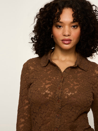 Dreamer Lace Shirt Cocoa Powder - Sanctuary Clothing